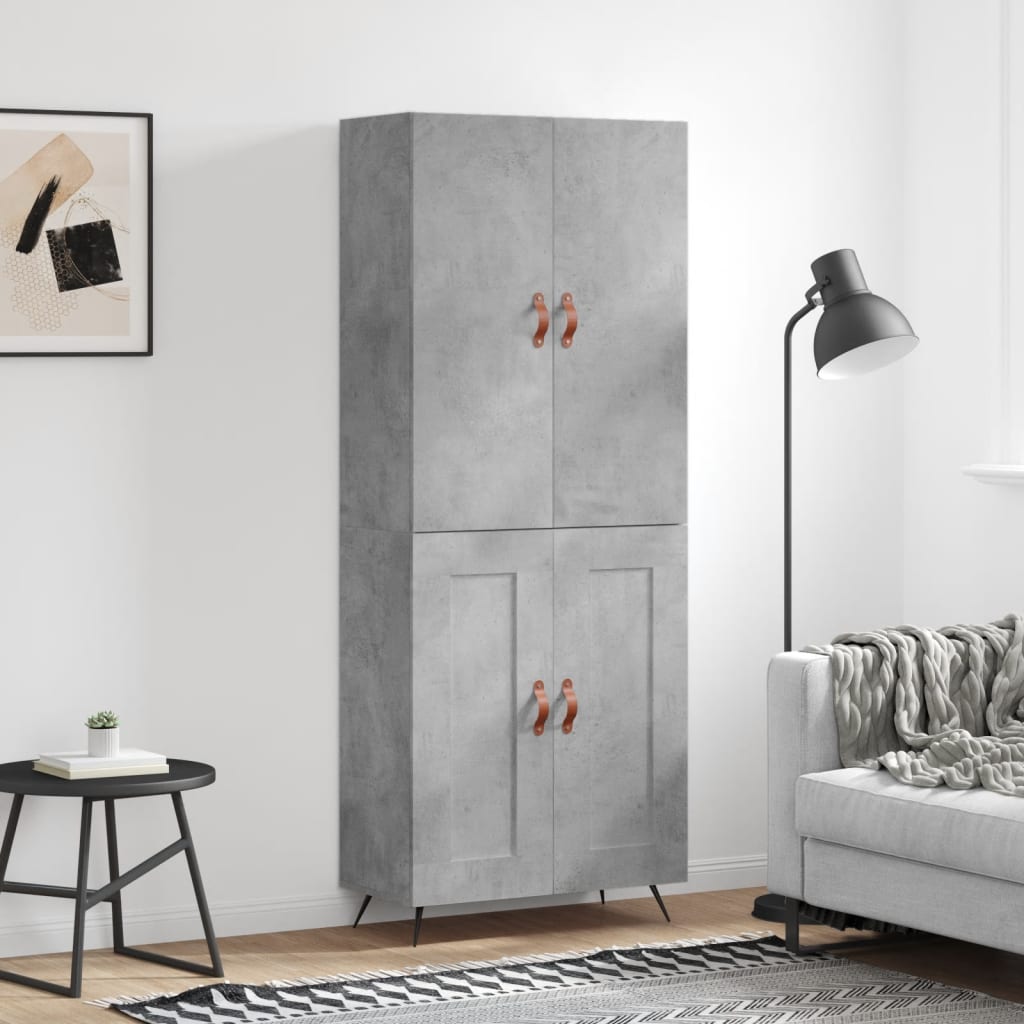 Kumode, betona pelēka krāsa, 69,5x34x180 cm, apstrādāta koksne