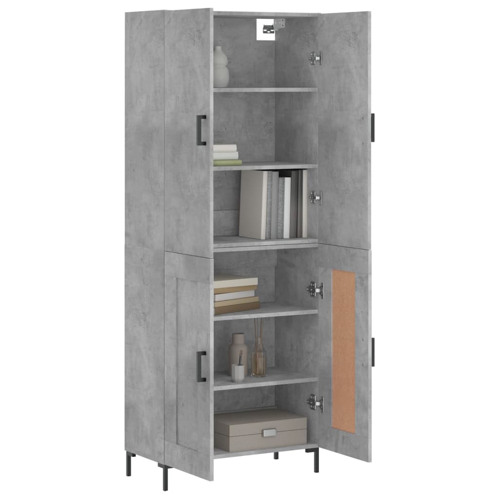 Chest of drawers, concrete grey, 69.5x34x180cm, engineered wood