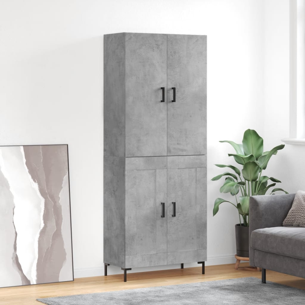 Chest of drawers, concrete grey, 69.5x34x180cm, engineered wood