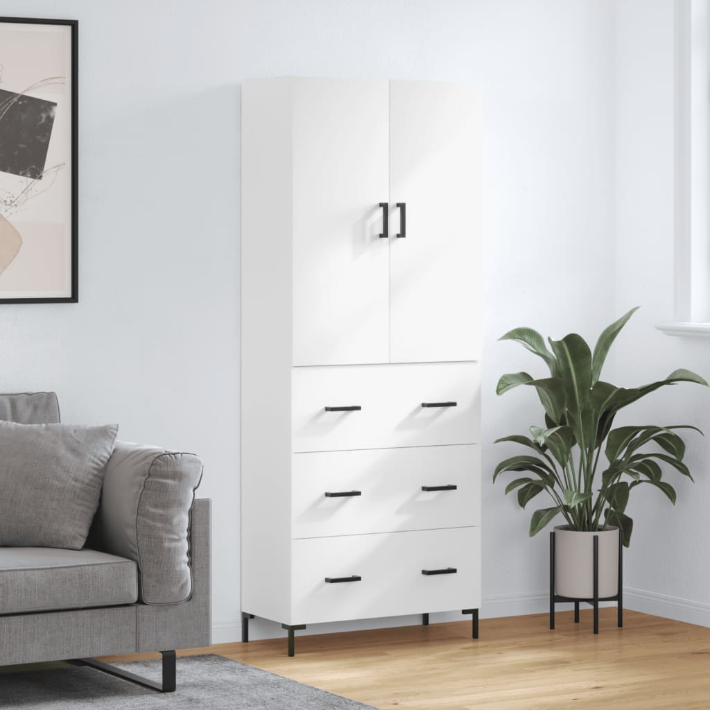 Chest of drawers, white, 69.5x34x180cm, engineered wood