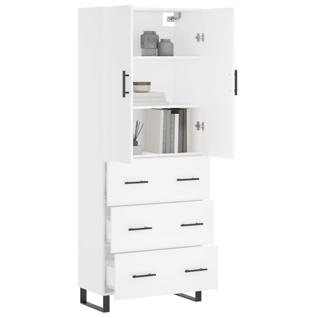 Chest of drawers, white, 69.5x34x180cm, engineered wood