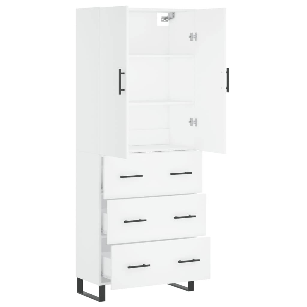 Chest of drawers, white, 69.5x34x180cm, engineered wood