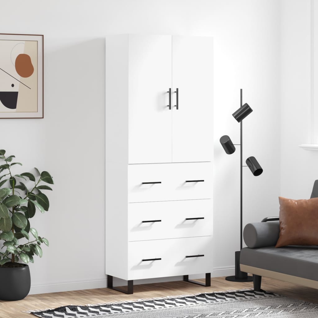 Chest of drawers, white, 69.5x34x180cm, engineered wood