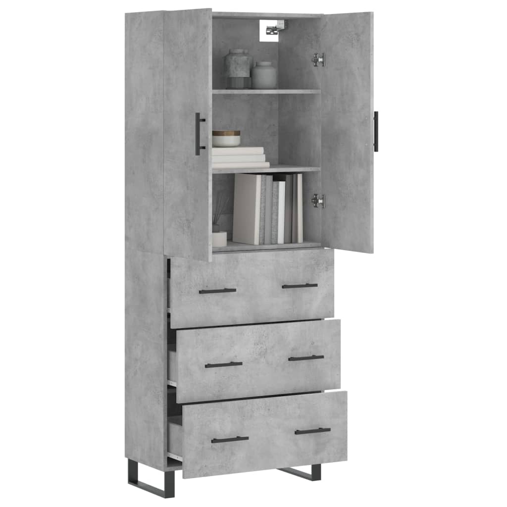 Chest of drawers, concrete grey, 69.5x34x180cm, engineered wood
