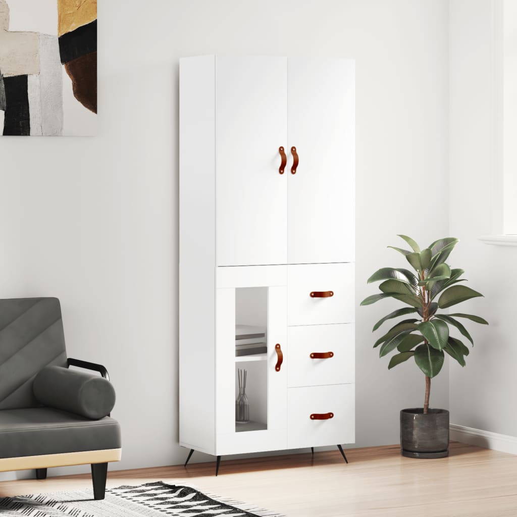 Komoda, baltos spalvos, 69,5x34x180cm, apdirbta mediena
