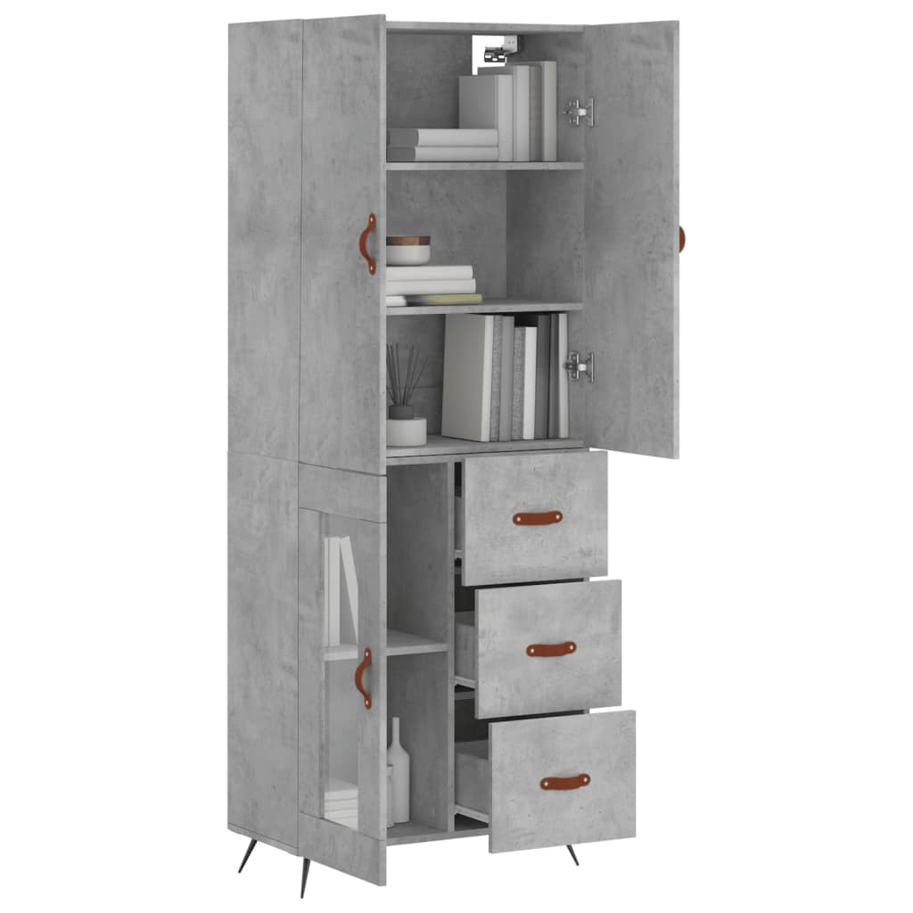 Kumode, betona pelēka krāsa, 69,5x34x180 cm, apstrādāta koksne