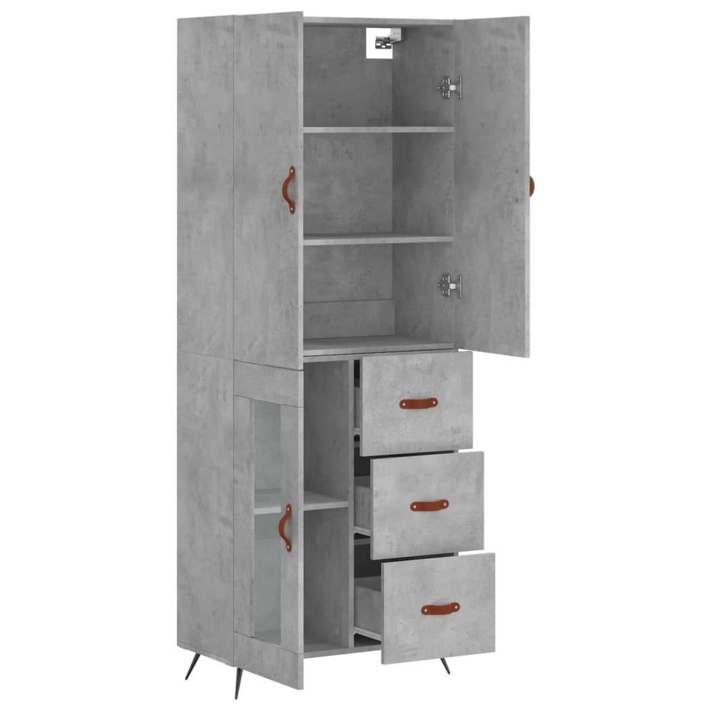 Kumode, betona pelēka krāsa, 69,5x34x180 cm, apstrādāta koksne