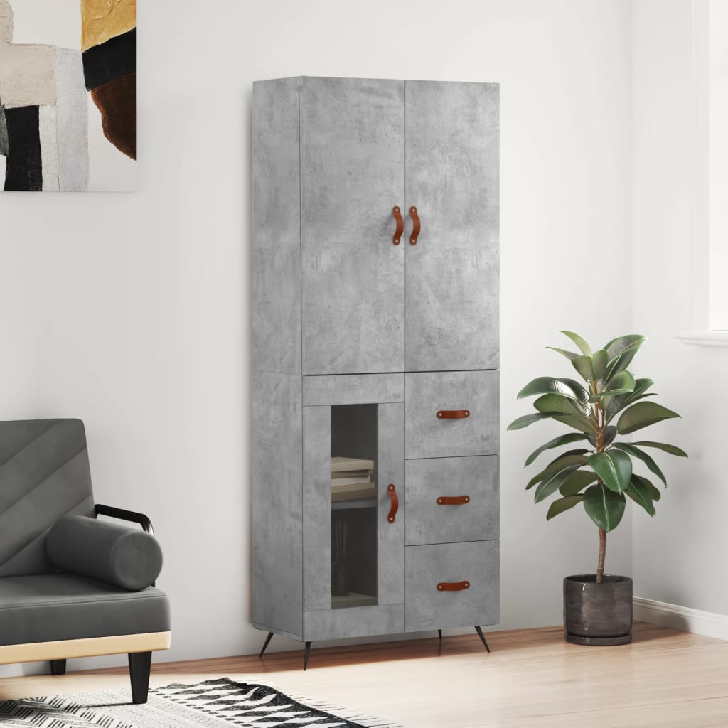 Kumode, betona pelēka krāsa, 69,5x34x180 cm, apstrādāta koksne