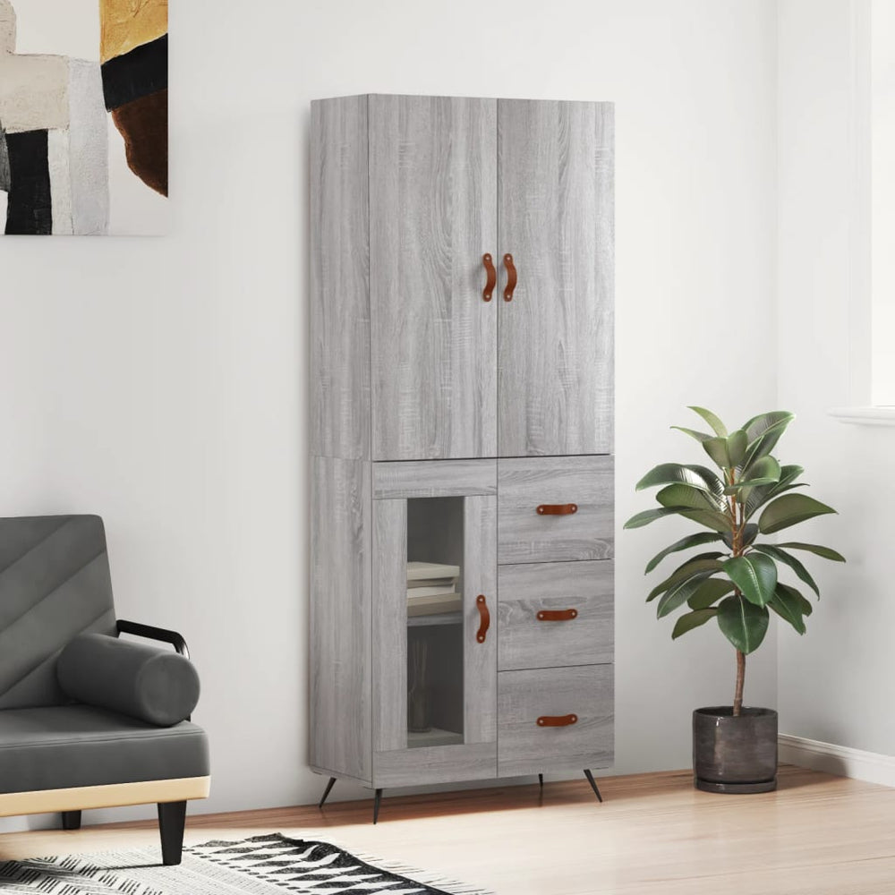 Komoda, pilkos ąžuolo spalvos, 69,5x34x180cm, apdirbta mediena