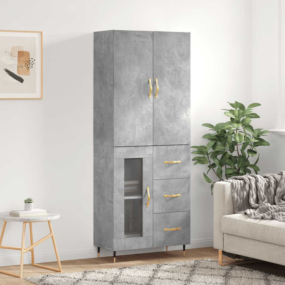 Komoda, betono pilkos spalvos, 69,5x34x180cm, apdirbta mediena