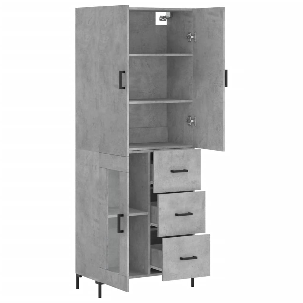Kumode, betona pelēka krāsa, 69,5x34x180cm, apstrādāta koksne