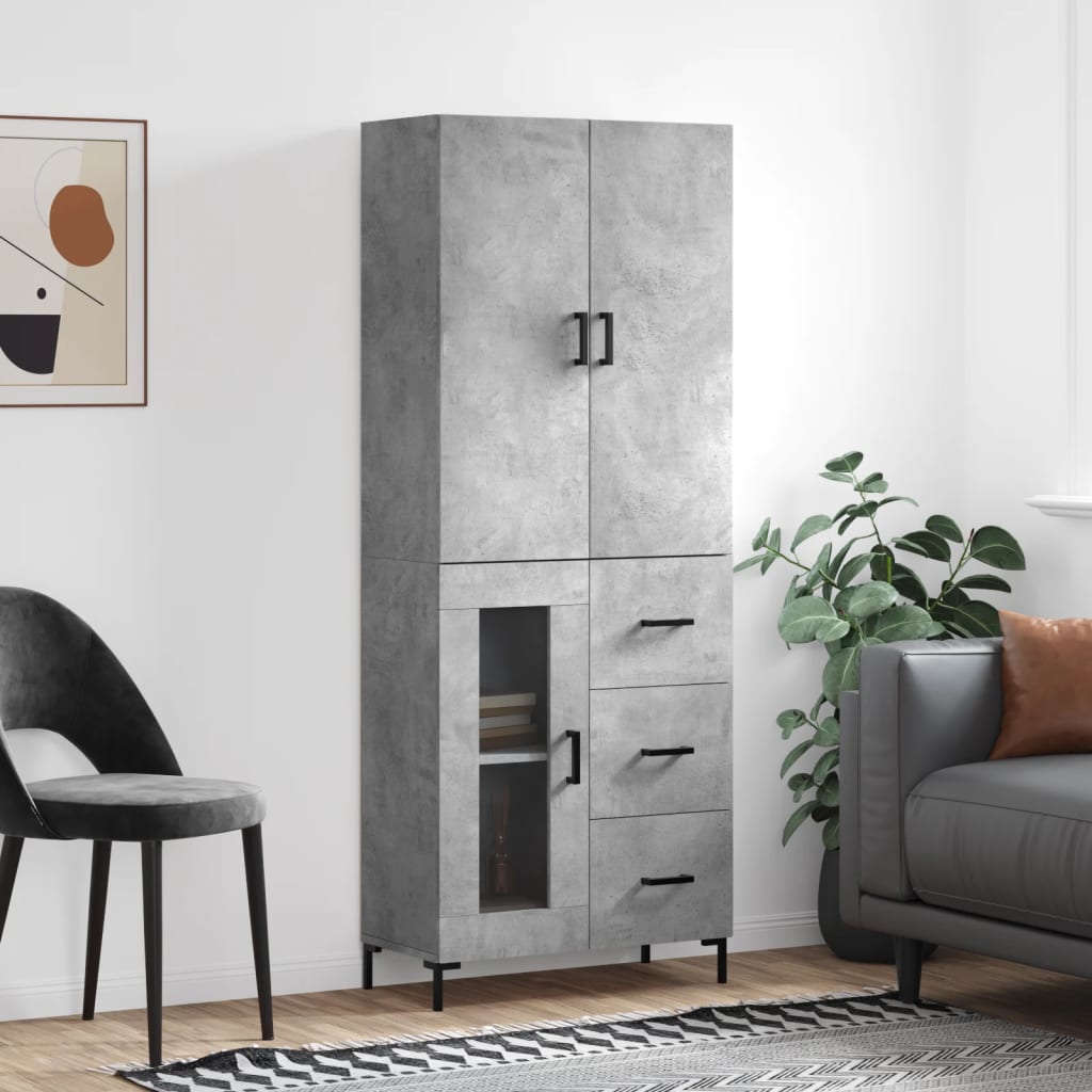 Kumode, betona pelēka krāsa, 69,5x34x180cm, apstrādāta koksne