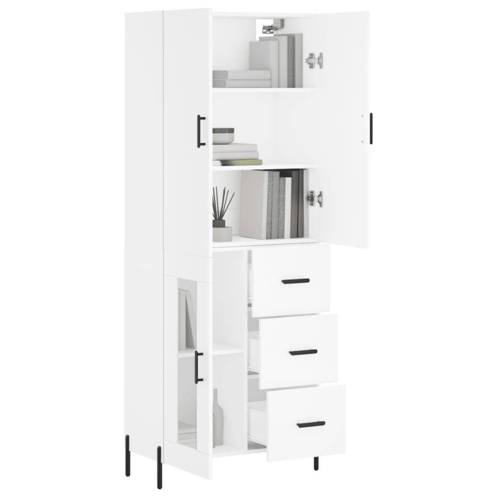Chest of drawers, white, 69.5x34x180cm, engineered wood