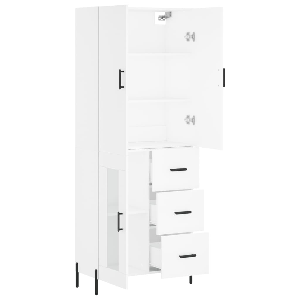 Chest of drawers, white, 69.5x34x180cm, engineered wood