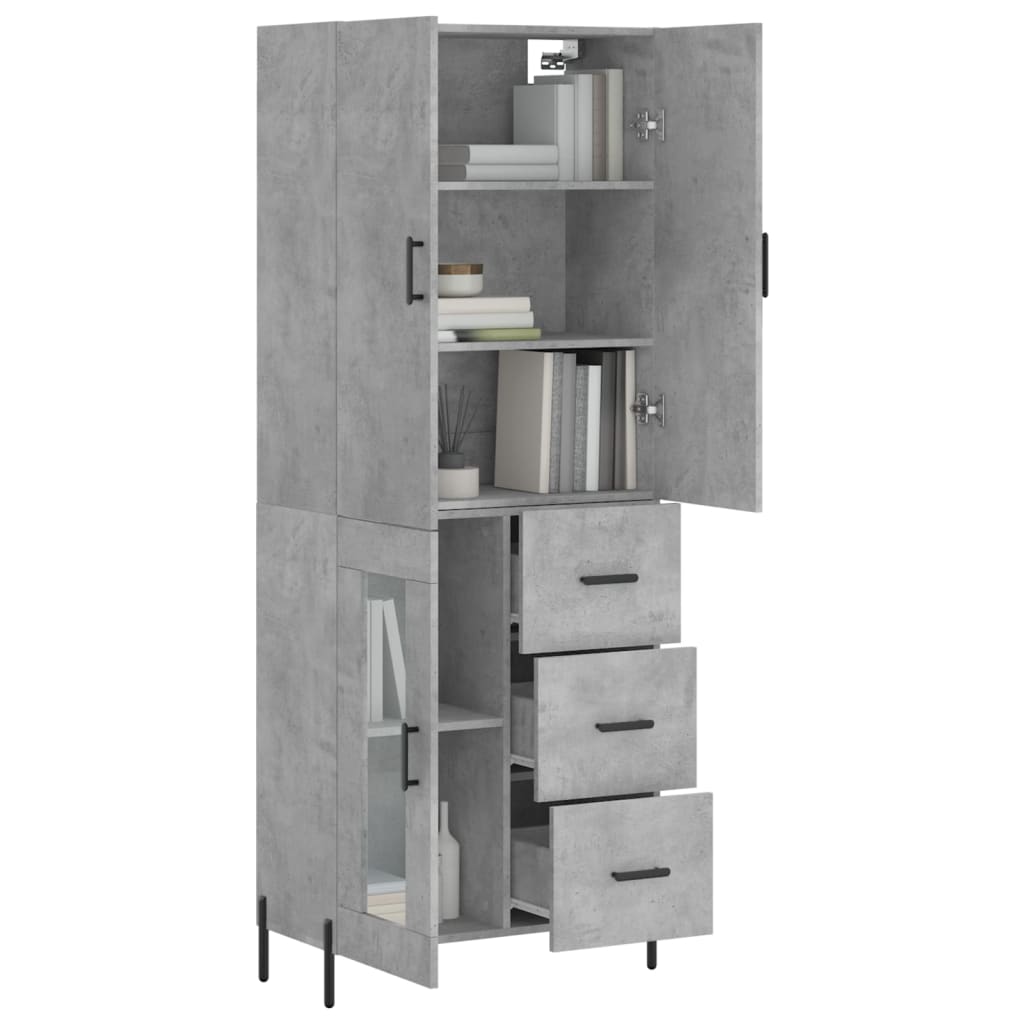 Chest of drawers, concrete grey, 69.5x34x180cm, engineered wood