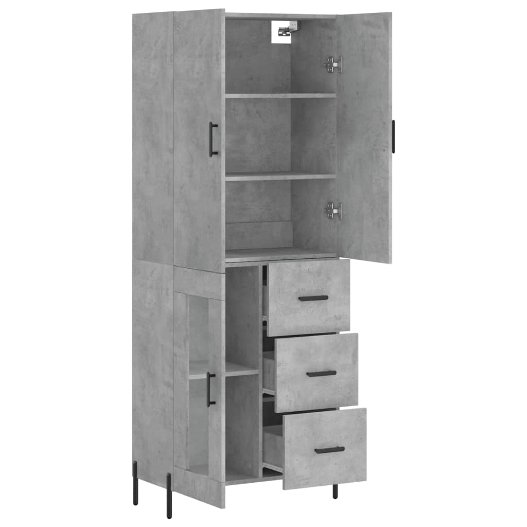 Chest of drawers, concrete grey, 69.5x34x180cm, engineered wood