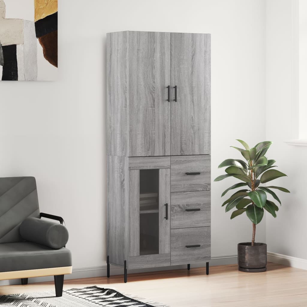 Komoda, pilkos ąžuolo spalvos, 69,5x34x180cm, apdirbta mediena
