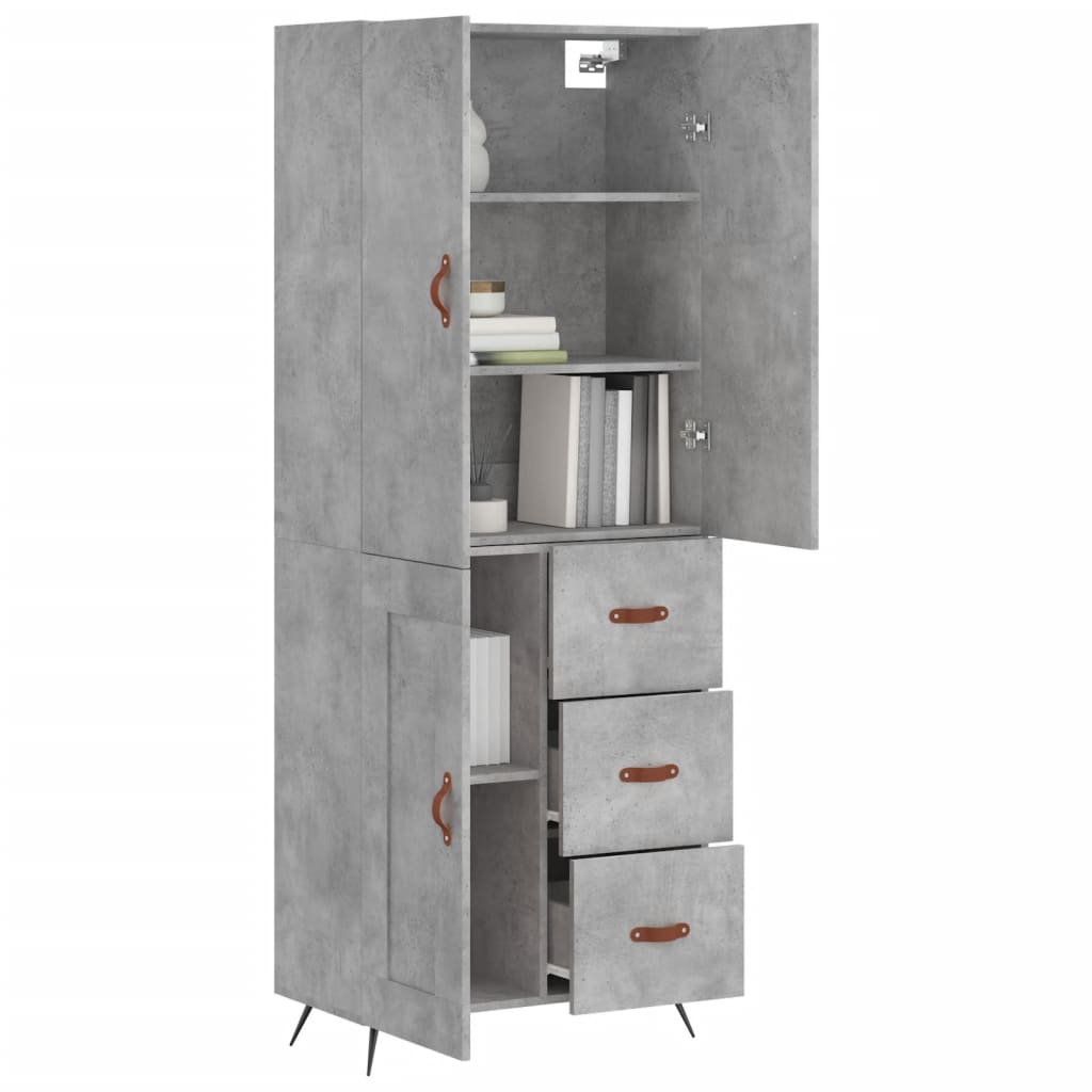 Chest of drawers, concrete grey, 69.5x34x180cm, engineered wood