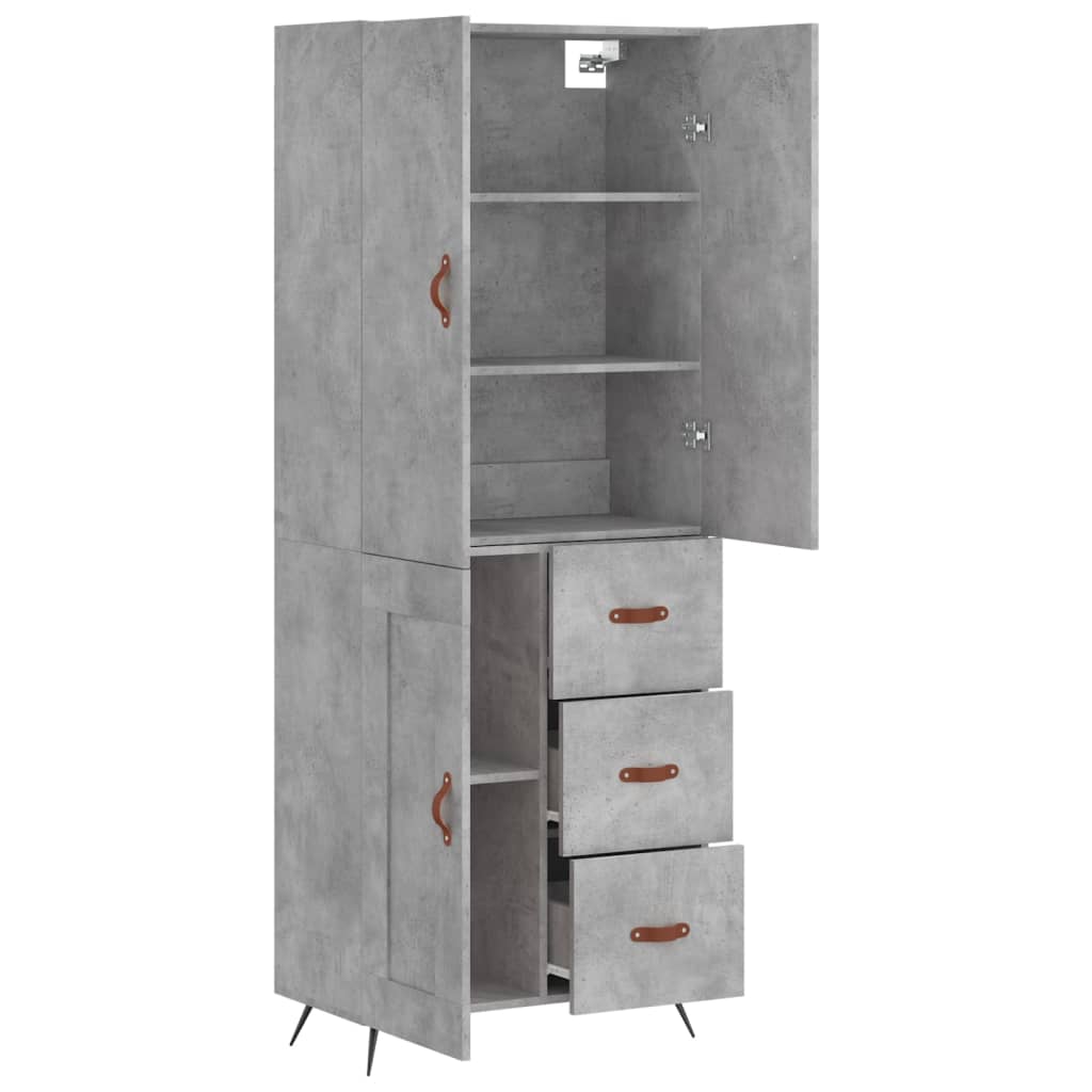 Chest of drawers, concrete grey, 69.5x34x180cm, engineered wood