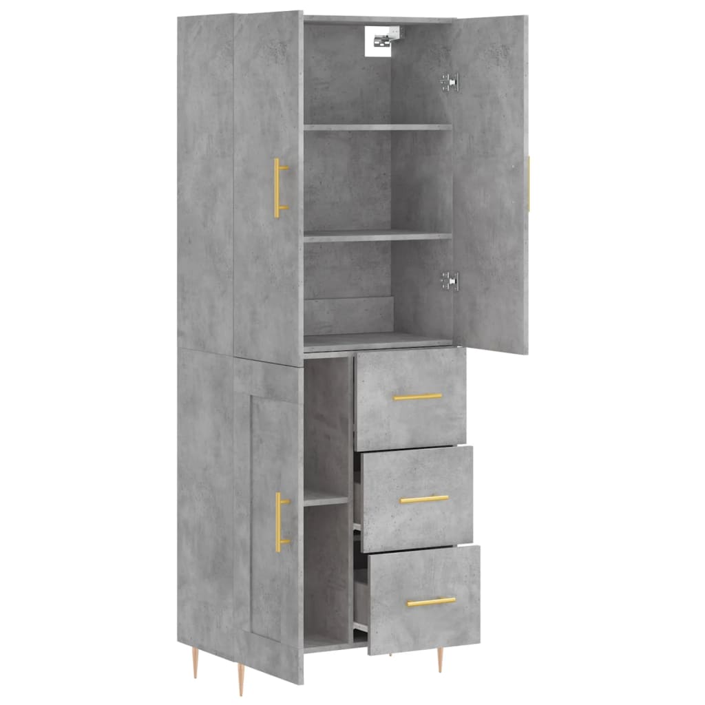 Chest of drawers, concrete grey, 69.5x34x180cm, engineered wood