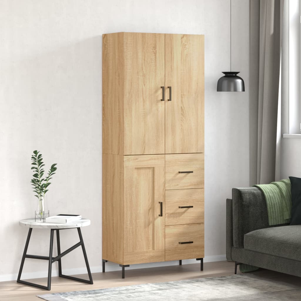 Chest of drawers, Sonoma oak, 69.5x34x180cm, engineered wood