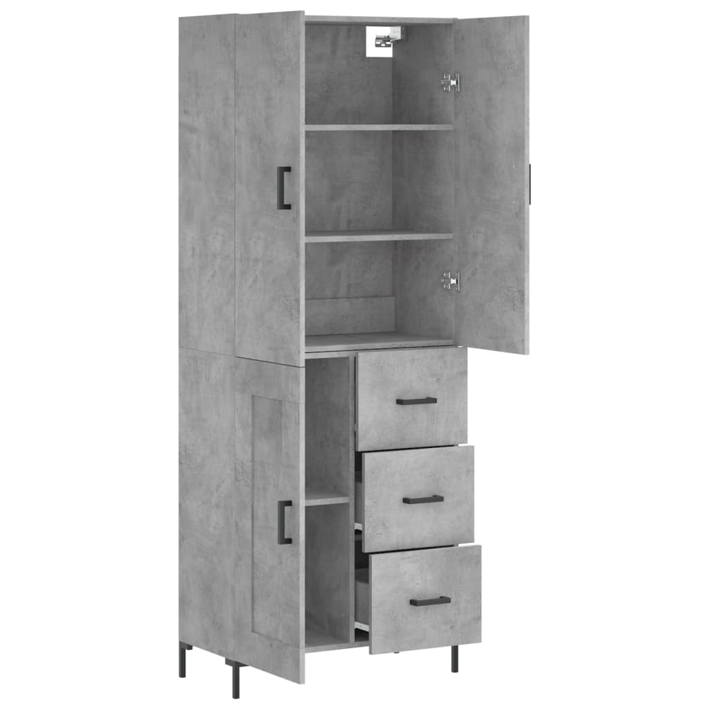 Kumode, betona pelēka krāsa, 69,5x34x180 cm, apstrādāta koksne