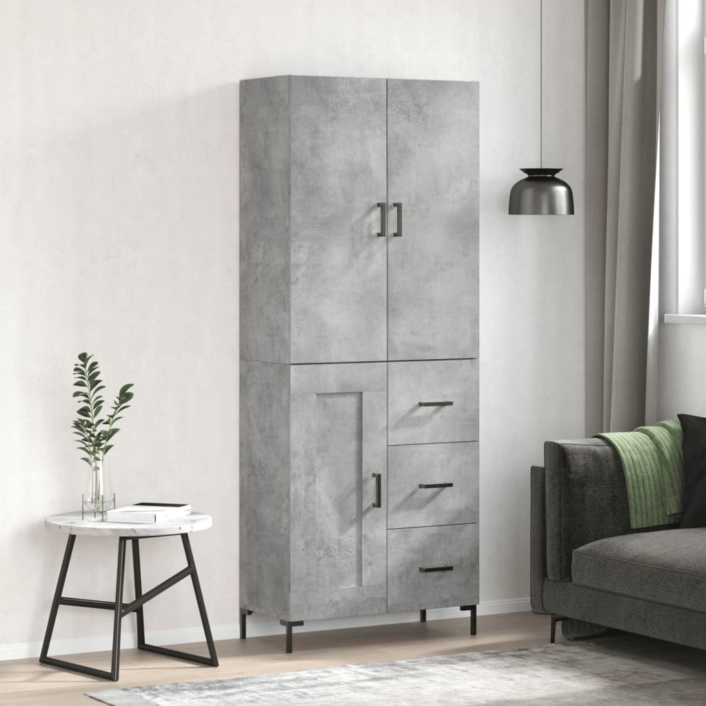 Kumode, betona pelēka krāsa, 69,5x34x180 cm, apstrādāta koksne