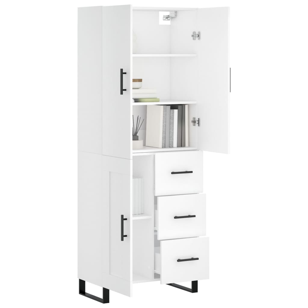 Chest of drawers, white, 69.5x34x180cm, engineered wood