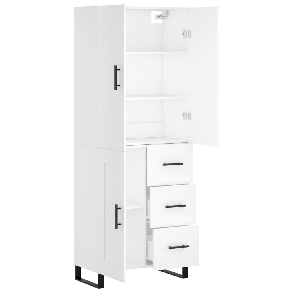 Chest of drawers, white, 69.5x34x180cm, engineered wood