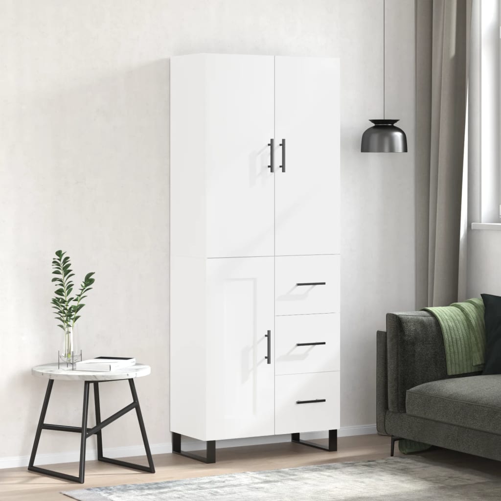 Chest of drawers, white, 69.5x34x180cm, engineered wood