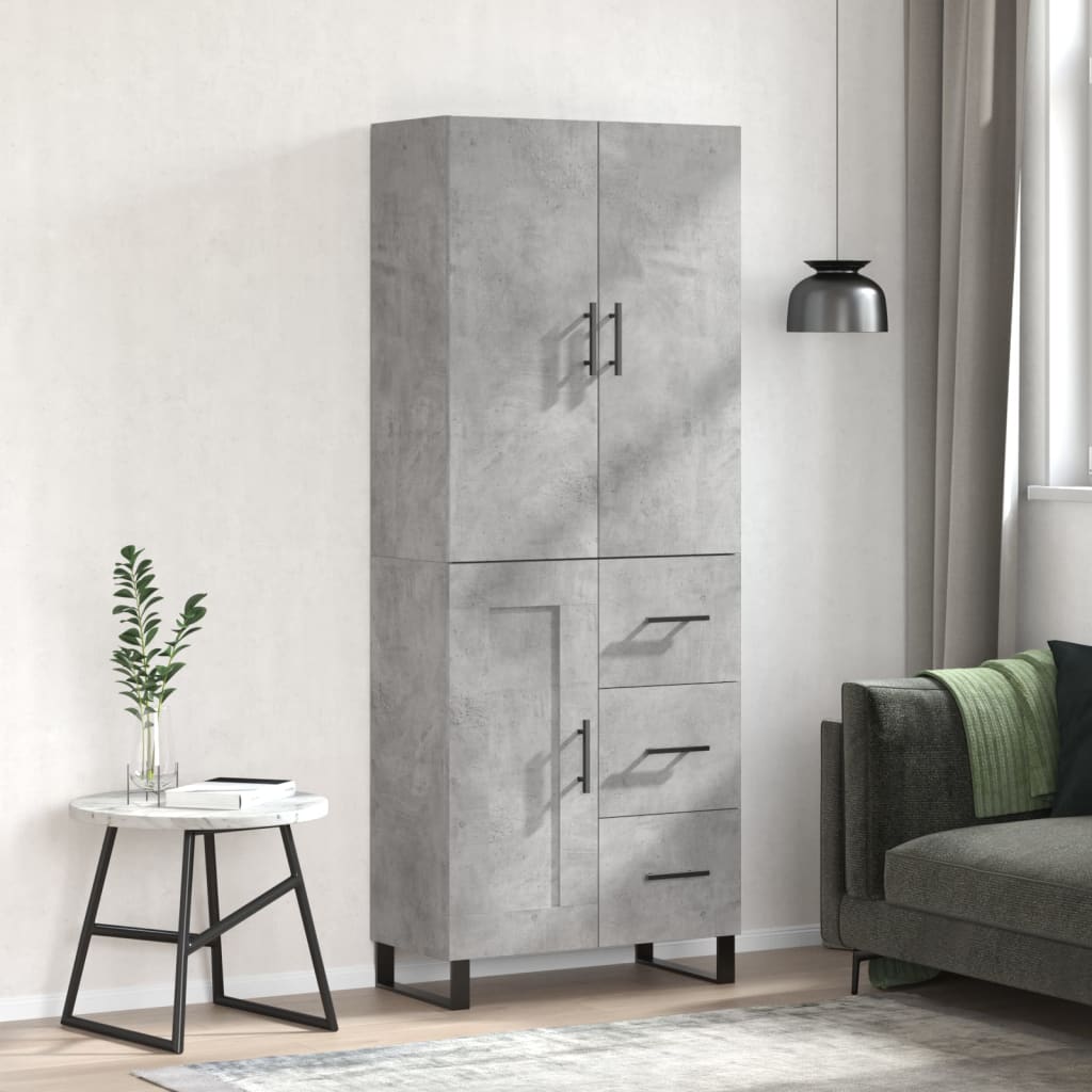 Komoda, betono pilkos spalvos, 69,5x34x180cm, apdirbta mediena