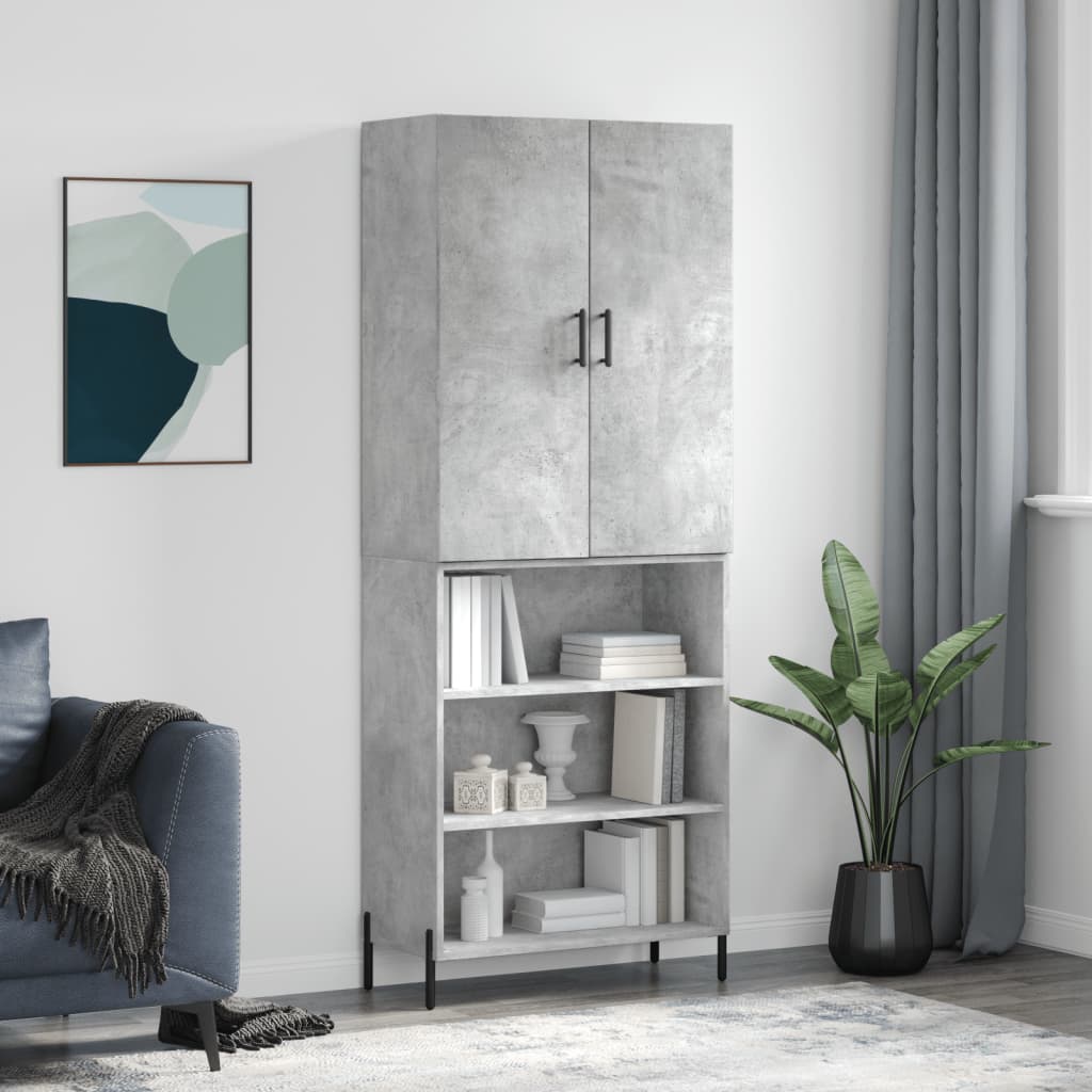 Komoda, betono pilkos spalvos, 69,5x34x180cm, apdirbta mediena