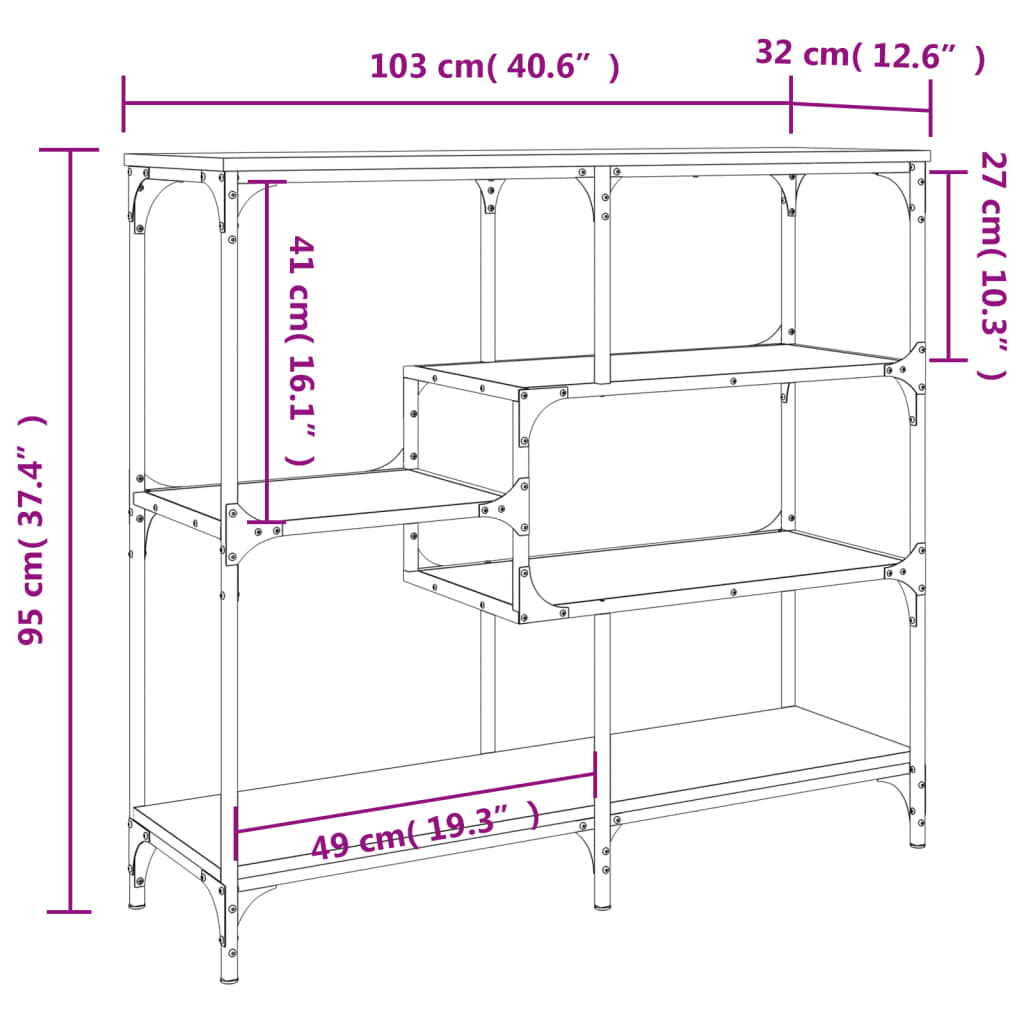 Console table HEIDI II, oak wood, brown
