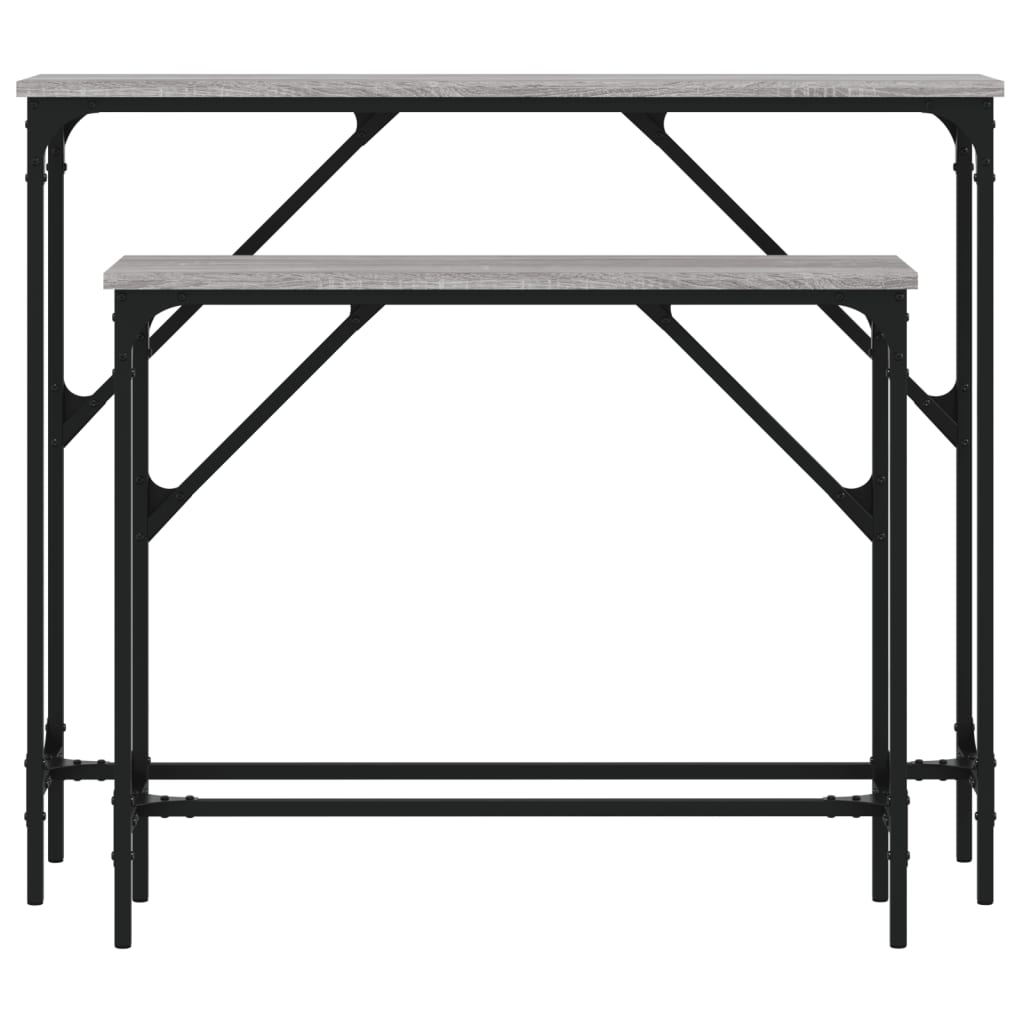 Console tables, 2 pcs, grey oak, engineered wood