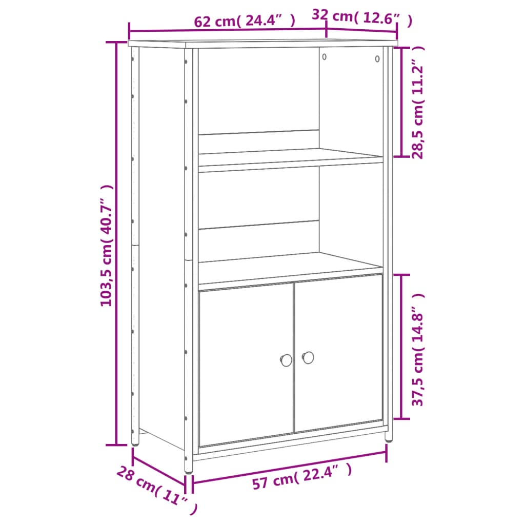 Chest of drawers, black, 62x32x103.5cm, engineered wood