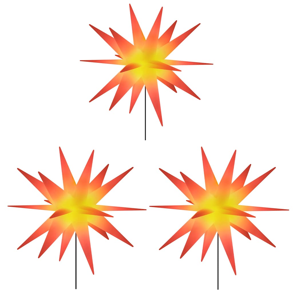 Kalėdiniai šviestuvai su smaigais/LED, 3vnt., raudoni, 35cm