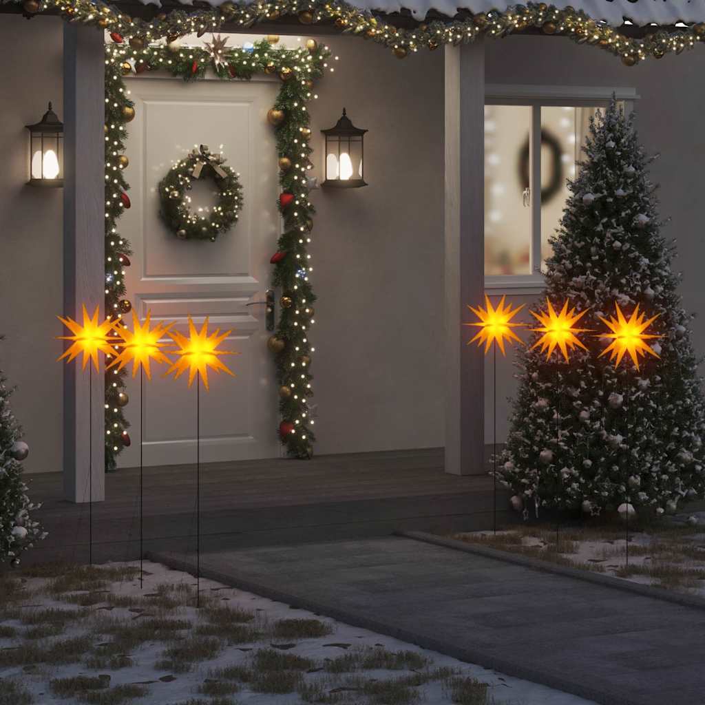 Kalėdiniai šviestuvai su smaigais/LED ICEPATH, 3vnt., geltoni, 35cm