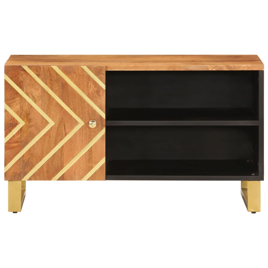 TV cabinet, brown and black, 80x31.5x46cm, solid mango wood