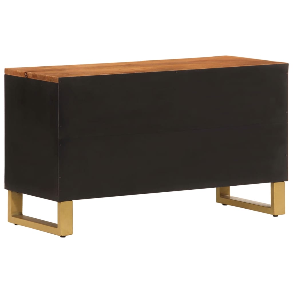 TV cabinet, brown and black, 80x31.5x46cm, solid mango wood