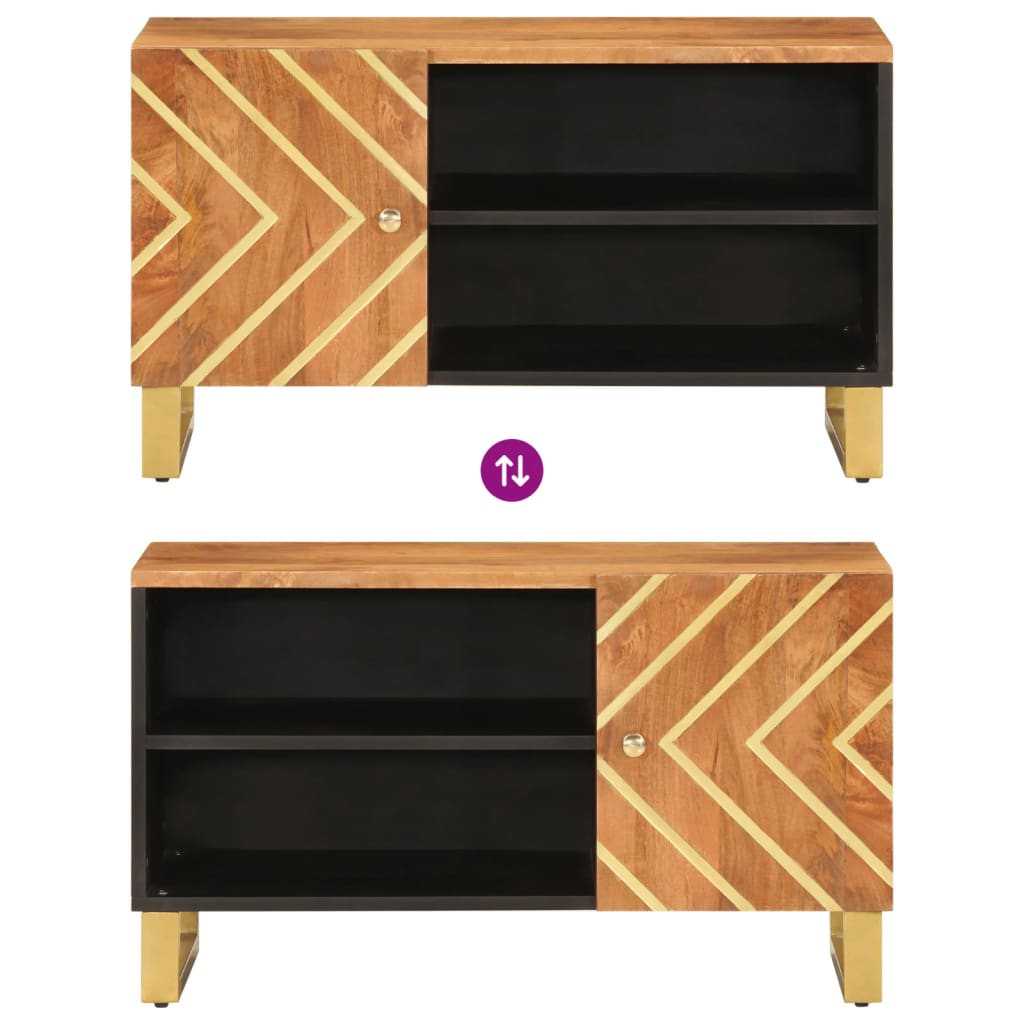 TV cabinet, brown and black, 80x31.5x46cm, solid mango wood