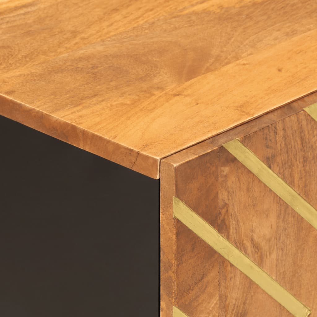 TV cabinet, brown and black, 80x31.5x46cm, solid mango wood