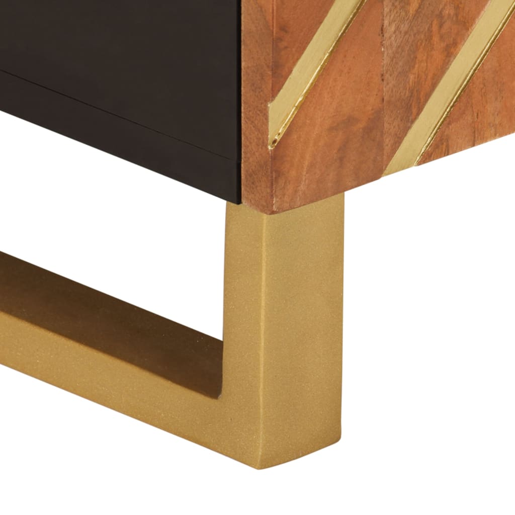 TV cabinet, brown and black, 80x31.5x46cm, solid mango wood