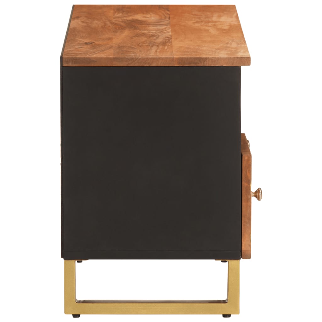 TV cabinet, brown and black, 100x33.5x46cm, solid mango wood