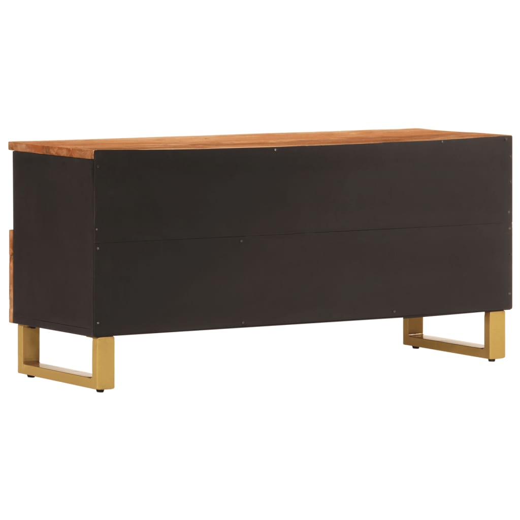 TV cabinet, brown and black, 100x33.5x46cm, solid mango wood
