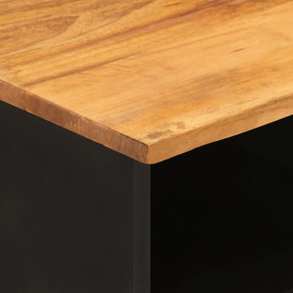 TV cabinet, brown and black, 100x33.5x46cm, solid mango wood