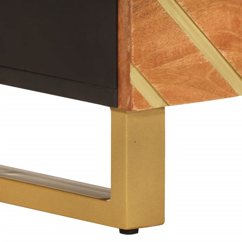 TV cabinet, brown and black, 100x33.5x46cm, solid mango wood