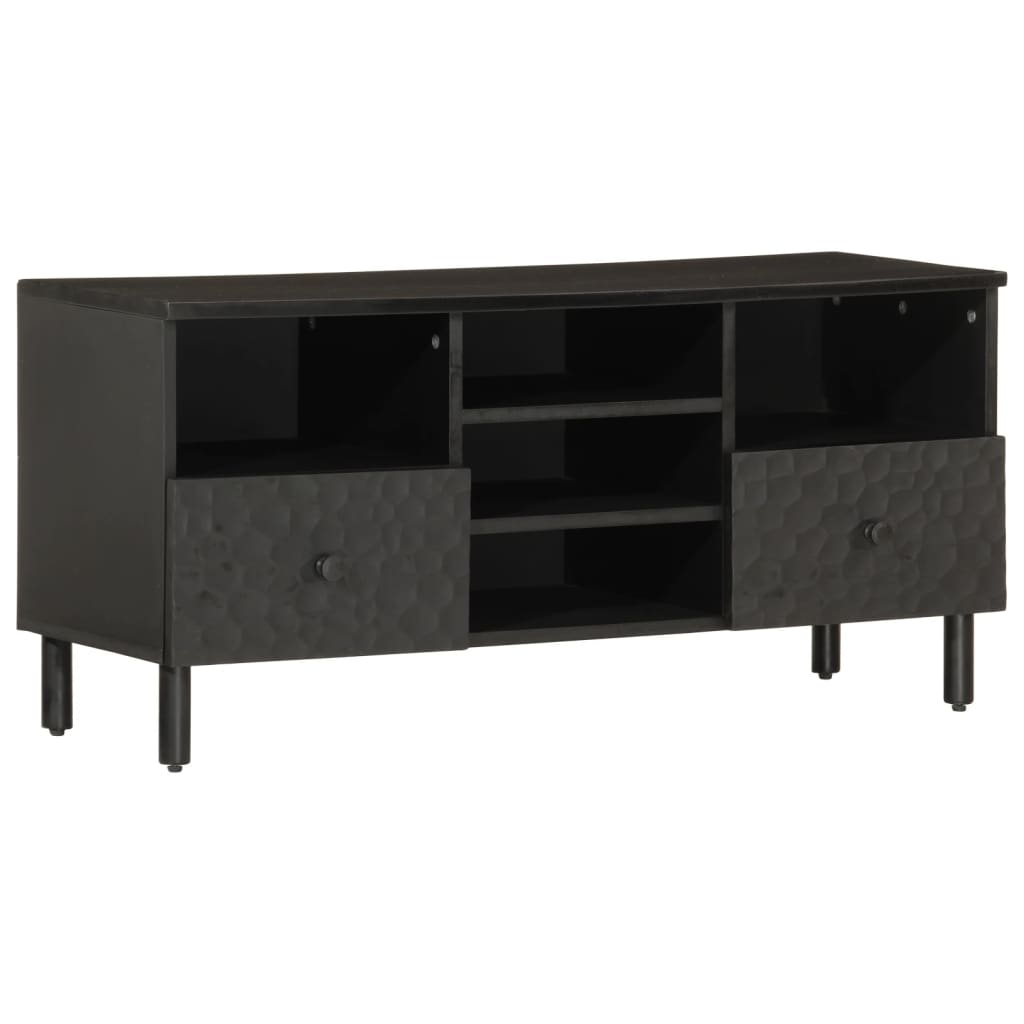 TV cabinet, black, 100x33x46cm, solid mango wood