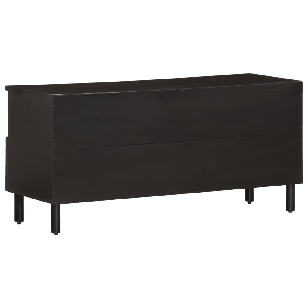 TV cabinet, black, 100x33x46cm, solid mango wood