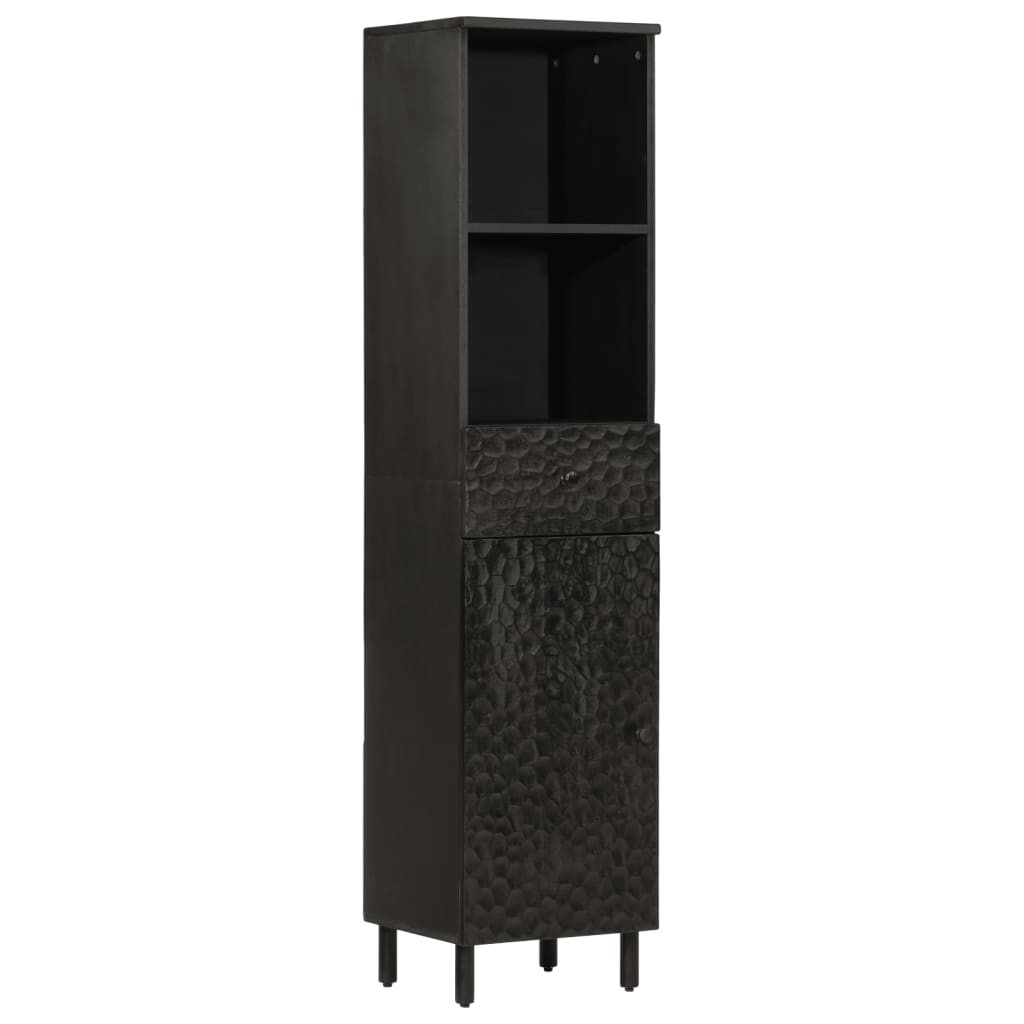 Bathroom cabinet, black, 38x33x160cm, solid mango wood