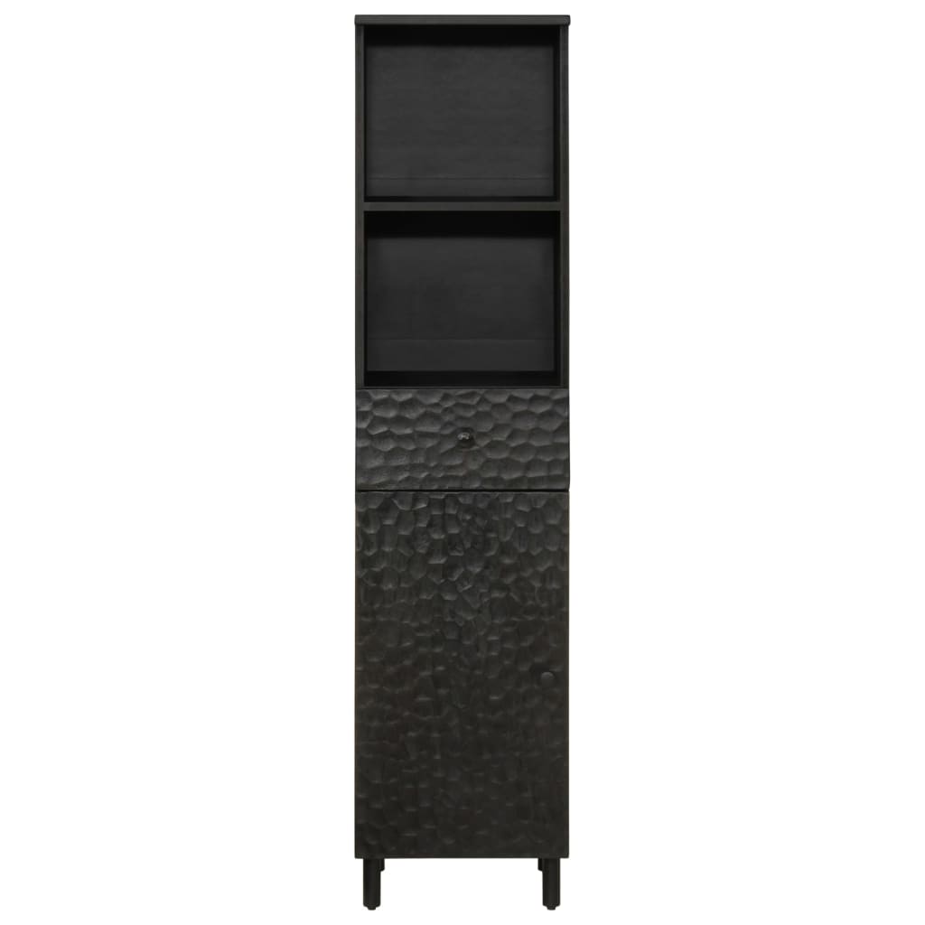Bathroom cabinet, black, 38x33x160cm, solid mango wood